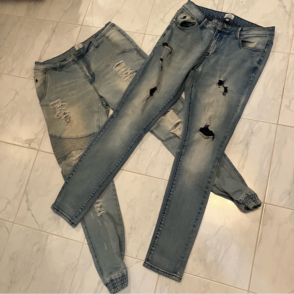 Kuwallatee Distressed Blue Jeans. 2 pairs. Preloved.